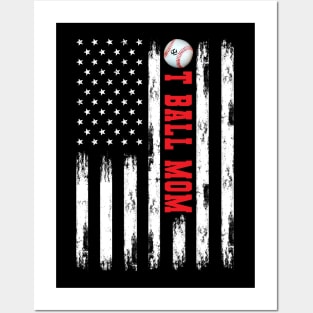 T-BALL MOM WHITE AMERICAN FLAG RED Posters and Art